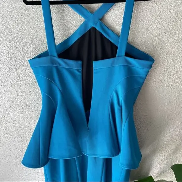 NWT ZAC Zac Posen Blue Cerulean Peplum Dress - Picture 7 of 9